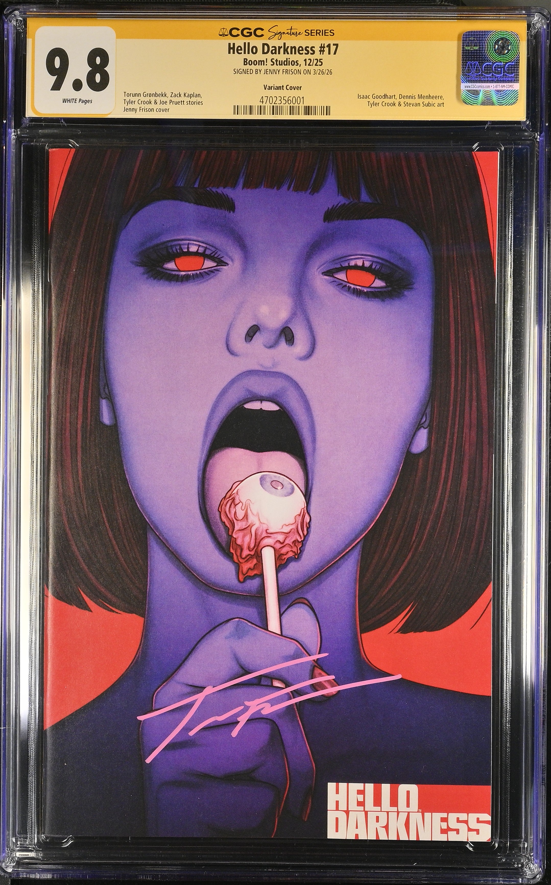 Hello Darkness #17 CGC 9.8 Frison Variant Signed Jenny Frison